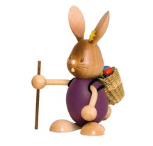 Drechslerei Kuhnert - Osterdekoration / Osterhase - Stupsi Hase Wanderer - 12cm - aus Holz - Made in Germany
