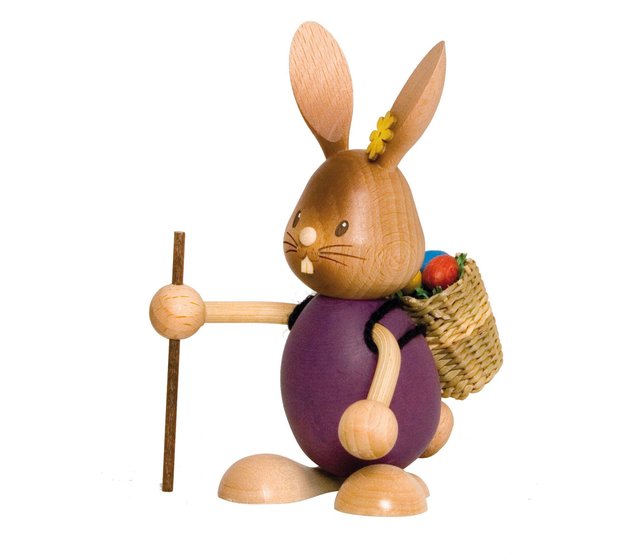 Drechslerei Kuhnert - Osterdekoration / Osterhase - Stupsi Hase Wanderer - 12cm - aus Holz - Made in Germany Drechslerei Kuhnert - Osterdekoration / Osterhase - Stupsi Hase Wanderer - 12cm - aus Holz - Made in Germany
