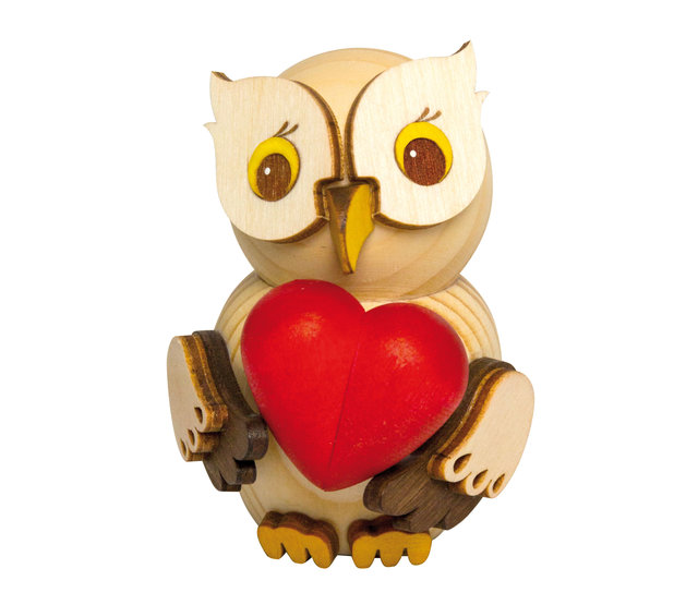 Holzfigur - Mini Eule "Herz" - ca. 7cmHolzfigur-Mini Eule "Herz" Holzfigur - Mini Eule "Herz" - ca. 7cmHolzfigur-Mini Eule "Herz"
