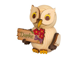 Mini Eule mit "Danke"-Schild
