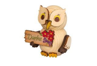 Mini Eule mit "Danke"-Schild
