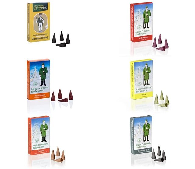 Crottendorfer Räucherkerzen - 6 Sorten in einem Set - verschiedene Düfte Crottendorfer Räucherkerzen - 6 Sorten in einem Set - verschiedene Düfte