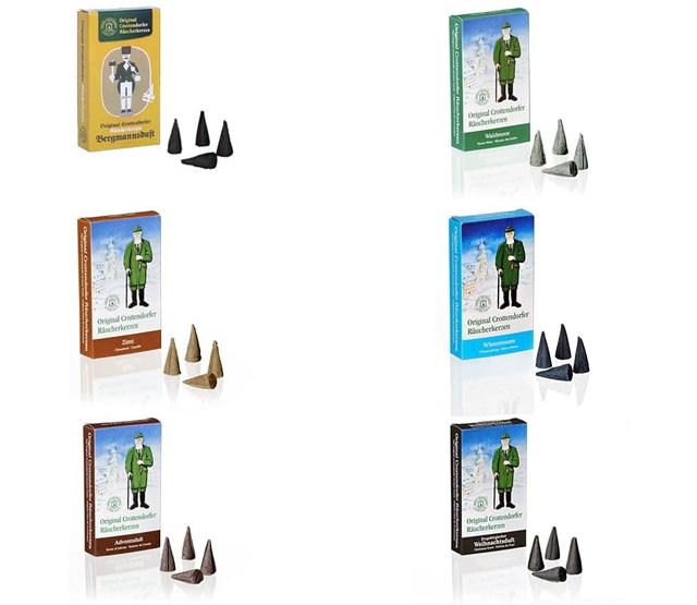 Crottendorfer Räucherkerzen - 6 Sorten in einem Set - verschiedene Düfte Crottendorfer Räucherkerzen - 6 Sorten in einem Set - verschiedene Düfte