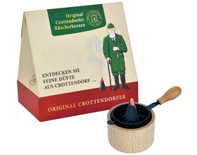 Crottendorfer Räuchertöpfchen aus Holz mit Metallkorb