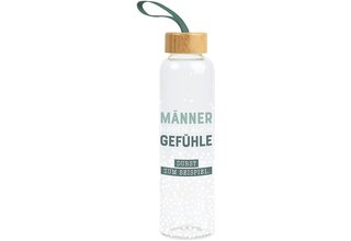 Trinkflasche aus Glas mit Griffschlaufe, "Männer haben auch Gefühle..."