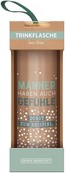 Trinkflasche aus Glas mit Griffschlaufe, "Männer haben auch Gefühle..." Trinkflasche aus Glas mit Griffschlaufe, "Männer haben auch Gefühle..."