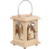 Tischlaterne aus Edelholz, Motiv: Wichtel