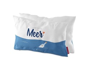 Baumwoll-Kuschel-Kissen, "Liebe Grüße vom Meer"", maritim, Modell 2022