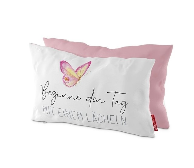 Baumwoll-Kuschel-Kissen, "Beginne den Tag mit einen Lächeln"