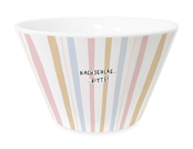 Müslischale, Porzellan-Schüssel, "Nachschlag bitte", Goldveredlung Müslischale, Porzellan-Schüssel, "Nachschlag bitte", Goldveredlung