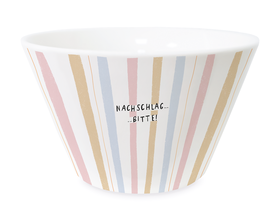 Müslischale, Porzellan-Schüssel, "Nachschlag bitte", Goldveredlung