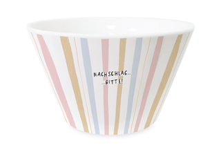 Müslischale, Porzellan-Schüssel, "Nachschlag bitte", Goldveredlung