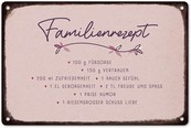 Grafik Werkstatt Blechschild, Vintage-Art, "Familienrezept"