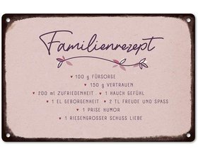 Blechschild, Vintage-Art, "Familienrezept"
