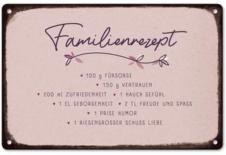 Blechschild, Vintage-Art, "Familienrezept"