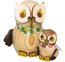 Holzfigur-Mini Eule mit Kind