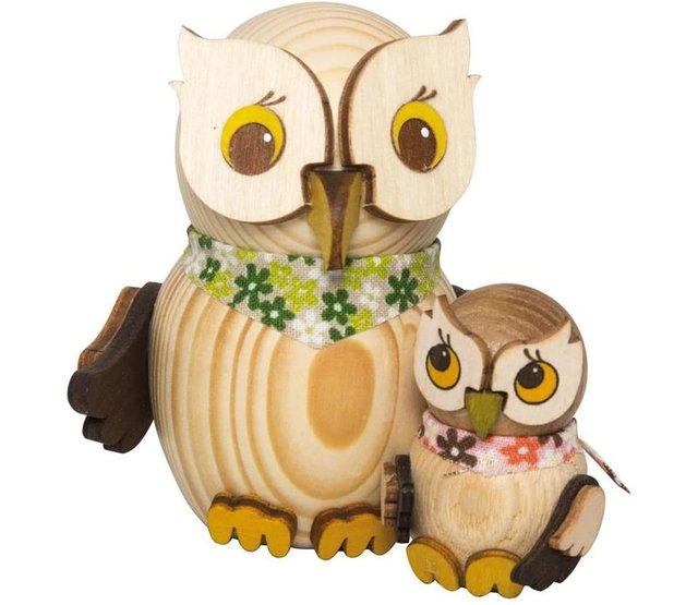 Holzfigur-Mini Eule mit Kind Holzfigur-Mini Eule mit Kind