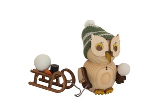 Mini Eule mit Schlitten