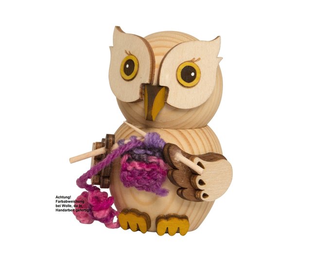 Kuhnert Holzfigur-Mini Eule mit Strickzeug Kuhnert Holzfigur-Mini Eule mit Strickzeug