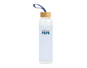 Trinkflasche aus Glas mit Griffschlaufe, "Weltbester Papa"