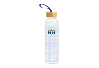 Trinkflasche aus Glas mit Griffschlaufe, "Weltbester Papa"