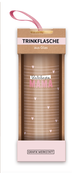 Trinkflasche aus Glas mit Griffschlaufe, "Weltbeste Mama" Trinkflasche aus Glas mit Griffschlaufe, "Weltbeste Mama"