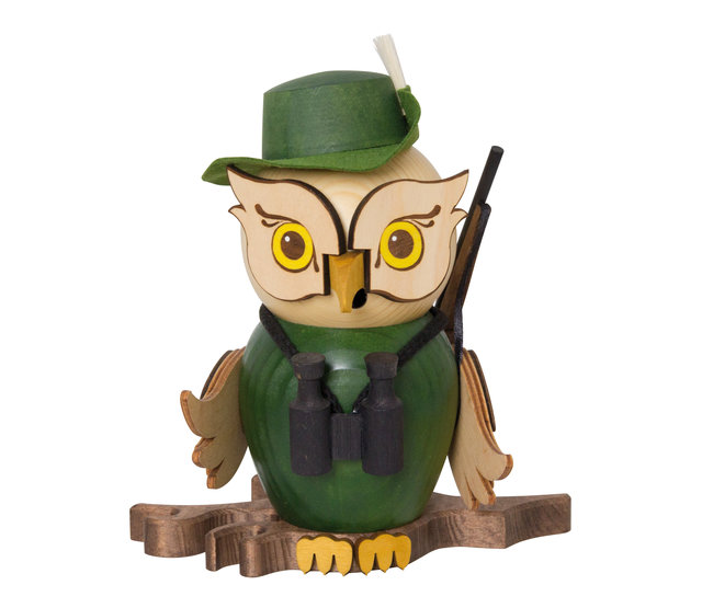 Drechslerei Kuhnert, Raucheule Jäger, Holzfigur Drechslerei Kuhnert, Raucheule Jäger, Holzfigur