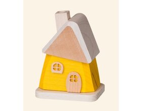 Räucherhäuschen aus Holz, gelb