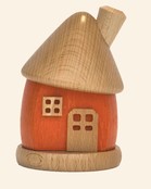 Räucherhäuschen rund aus Holz, orange/natur Räucherhäuschen rund aus Holz, orange/natur