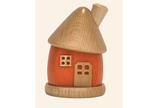 Räucherhäuschen rund aus Holz, orange/natur