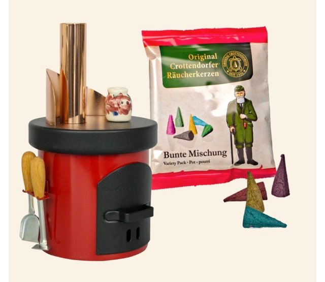 Räucherofen Küchenherd mit Keramiktopf, rot