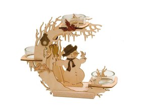 Teelichtkranz Schneemann