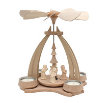 Tisch-Pyramide aus Buchenholz mit 4 Engelfiguren