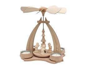 Tisch-Pyramide aus Buchenholz mit 4 Engelfiguren