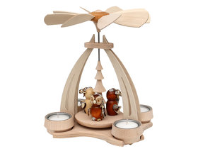 Tisch-Pyramide aus Buchenholz, "Eulenwald"