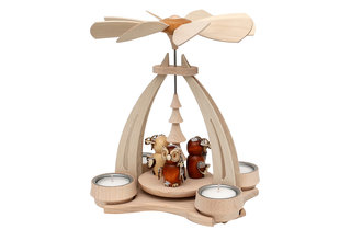 Tisch-Pyramide aus Buchenholz, "Eulenwald"