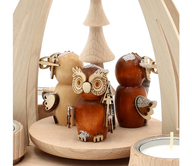 Tisch-Pyramide aus Buchenholz, "Eulenwald"