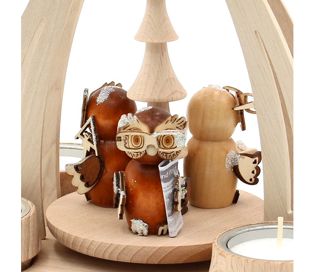 Tisch-Pyramide aus Buchenholz, "Eulenwald"