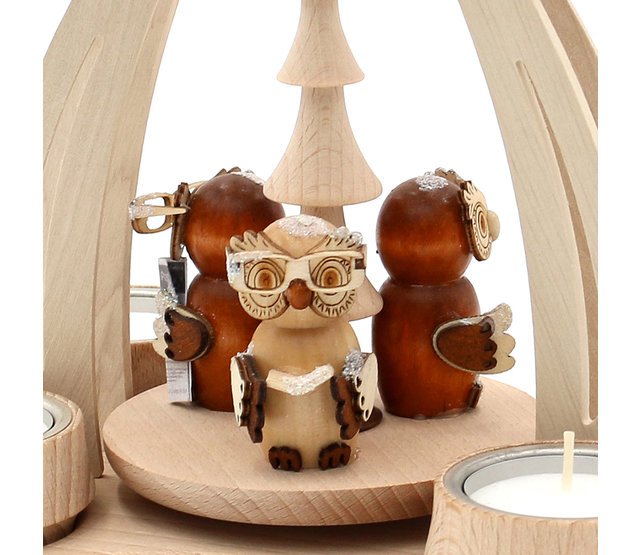 Tisch-Pyramide aus Buchenholz, "Eulenwald"