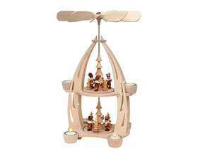 Tisch-Pyramide aus Buchenholz, "Bergleute"