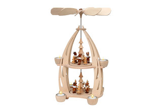 Tisch-Pyramide aus Buchenholz, "Bergleute"