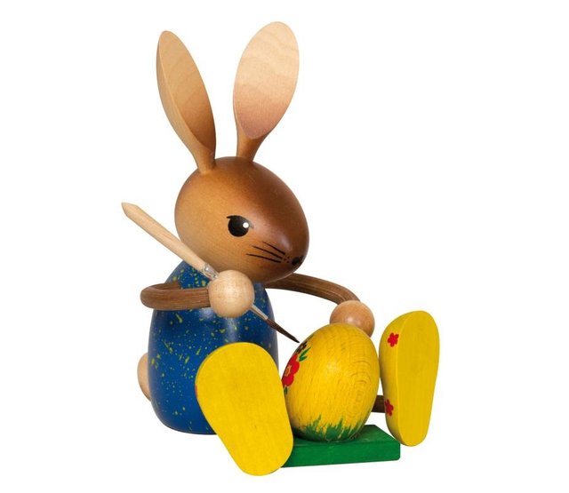 Drechslerei Kuhnert - Osterdekoration / Osterhase - Langbein-Hase Hasenmaler mit Ei Drechslerei Kuhnert - Osterdekoration / Osterhase - Langbein-Hase Hasenmaler mit Ei