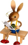Drechslerei Kuhnert - Osterdekoration / Osterhase - Langbein-Hase mit Zeitung und Kaffee