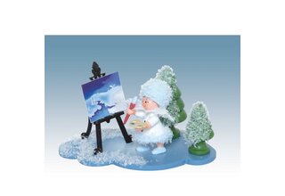 Schneeflöckchen auf Wolke mit Staffelei