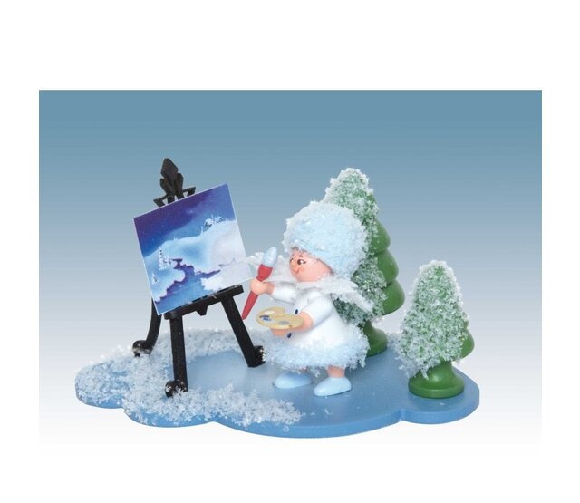 Drechslerei Kuhnert Schneeflöckchen auf Wolke mit Staffelei