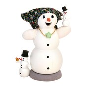 Kuhnert Schneefrau mit 2 Kindern, Räucherfigur aus Holz