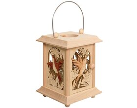 Tischlaterne aus Edelholz, Kolibri