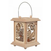 Tischlaterne aus Edelholz, Winterdorf