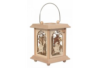 Tischlaterne aus Edelholz, Schneemann