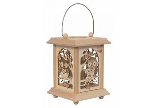 Tischlaterne aus Edelholz, Eule